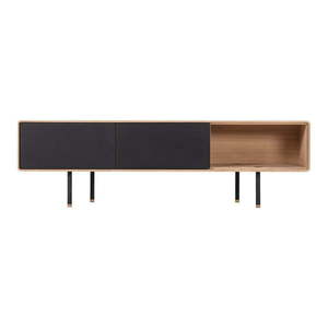 TV stolík z dubového dreva v čierno-prírodnej farbe 160x48 cm Fina – Gazzda vyobraziť