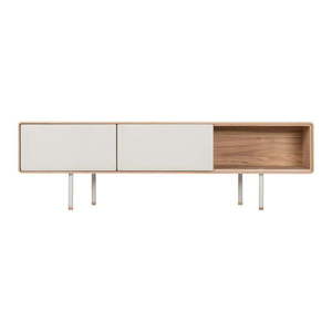 TV stolík z dubového dreva v bielo-prírodnej farbe 160x48 cm Fina – Gazzda vyobraziť