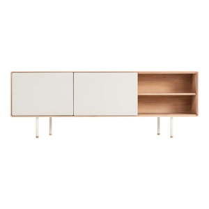 TV stolík z dubového dreva v bielo-prírodnej farbe 180x64 cm Fina – Gazzda vyobraziť