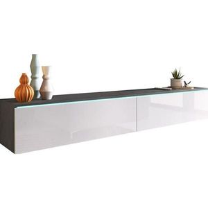 P & B NÍZKA KOMODA, antracitová, biela s vysokým leskom, 180/30/33 cm vyobraziť