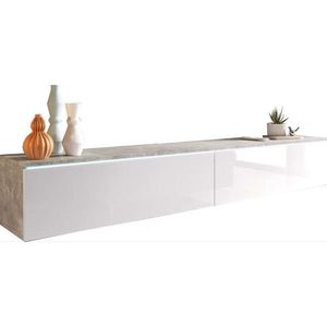 P & B NÍZKA KOMODA, biela s vysokým leskom, sivá, 180/30/33 cm vyobraziť