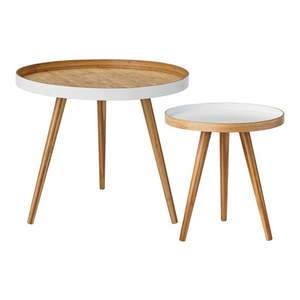 Bambusové okrúhle odkladacie stolíky v súprave 2 ks ø 60 cm Cappuccino – Bloomingville vyobraziť
