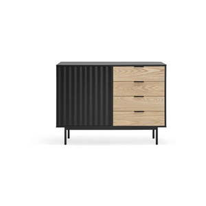 Nízka komoda v dekore duba v čierno-prírodnej farbe 108x80 cm Sierra – Teulat vyobraziť