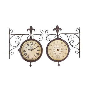 Nástenné hodiny s teplomerom Esschert Design Rustic vyobraziť