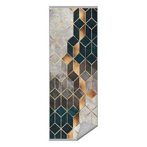 Bielo-petrolejový prateľný koberec behúň 80x200 cm – Mila Home vyobraziť