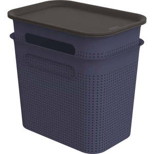 Tmavomodré plastové úložné boxy s vekom v súprave 2 ks 18, 5x27x26 cm Brisen – Rotho vyobraziť