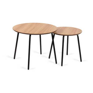 Okrúhle konferenčné stolíky v prírodnej farbe v súprave 2 ks ø 55 cm Luke – Bonami Essentials vyobraziť