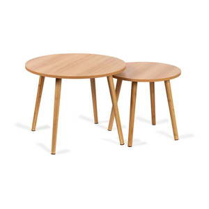 Okrúhle konferenčné stolíky v prírodnej farbe v súprave 2 ks ø 60 cm Luke – Bonami Essentials vyobraziť