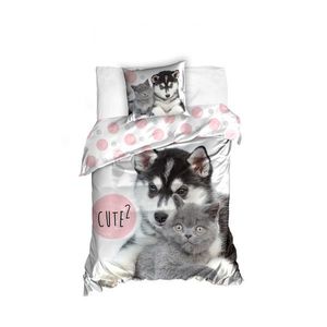 Posteľná bielizeň bavlna Husky a mačiatko vyobraziť