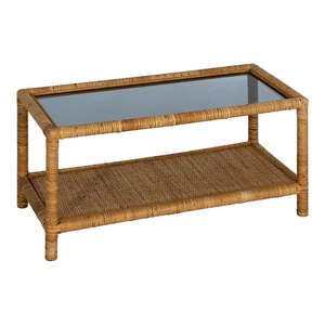 Konferenčný stolík so sklenenou doskou v prírodnej farbe 40x90 cm – Ixia vyobraziť