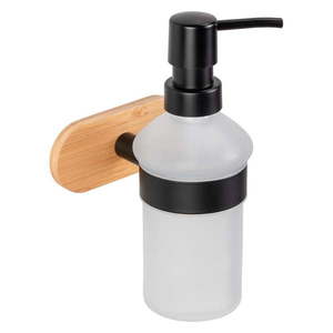 Samodržiaci sklenený dávkovač mydla v čiernej a prírodnej farbe 300 ml Orea Bamboo – Wenko vyobraziť