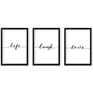 Obrazy v súprave 3 ks 24x29 cm Life Laugh Love – Vavien Artwork vyobraziť
