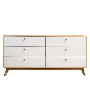 Nízka komoda v dekore duba v bielo-prírodnej farbe 150x74 cm Caitlin – Støraa vyobraziť