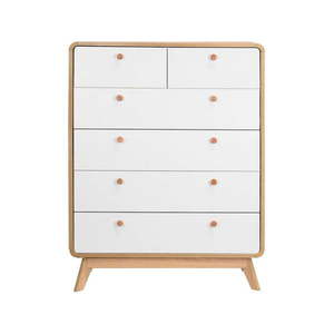 Vysoká komoda v dekore duba v bielo-prírodnej farbe 81x104 cm Caitlin – Støraa vyobraziť