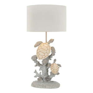 Bielo-sivá stolová lampa s textilným tienidlom (výška 63, 5 cm) Turtle – Mauro Ferretti vyobraziť