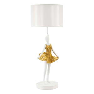 Stolová lampa s textilným tienidlom v bielo-zlatej farbe (výška 90, 5 cm) Dancer – Mauro Ferretti vyobraziť