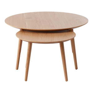 Okrúhle konferenčné stolíky v súprave 2 ks v dekore duba v prírodnej farbe ø 88 cm Adda – Unique Furniture vyobraziť