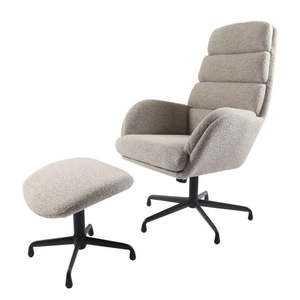 Svetlosivé relaxačné kreslo s podnožkou z textílie buklé Sifton – Unique Furniture vyobraziť