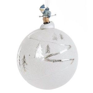 ArtFir Vianočná dekorácia GUĽA 212 | sklenená biela/strieborná 10 cm vyobraziť