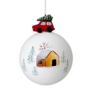 ArtFir Vianočná dekorácia GUĽA 499B | sklenená biela 10 cm vyobraziť