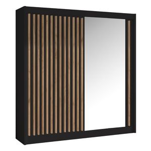 KONDELA Ladder 203 šatníková skriňa s posuvnými dverami čierna / dub craft vyobraziť