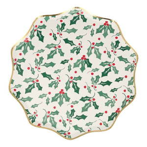 Papierové jednorazové tácky v súprave 8 ks Holly Pattern – Meri Meri vyobraziť