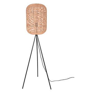 Béžová stojacia lampa s tienidlom z prútia a textilu (výška 150 cm) Runa – Trio vyobraziť
