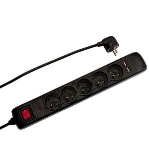 Predlžovací kábel so zásuvkovou lištou s prepäťovou ochranou 5-GN. 2XUSB1.5M vyobraziť