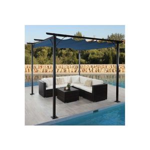 Pergola so sťahovacou strechou 3x3 m Dekorhome Krémová vyobraziť