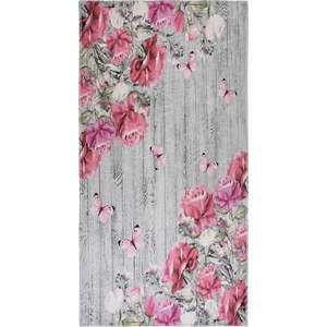 Ružovo-sivý prateľný behúň 80x200 cm Blooming Roses – Vitaus vyobraziť