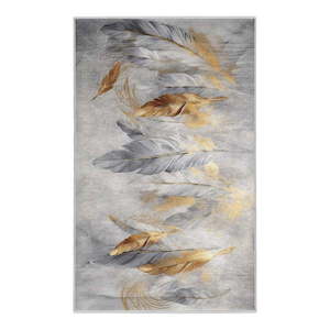 Prateľný koberec v šedej a zlatej farbe 120x180 cm Golden Feathers – Mila Home vyobraziť