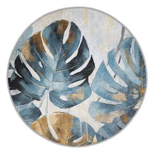 Modrý prateľný okrúhly koberec ø 150 cm Golden Leaves – Mila Home vyobraziť