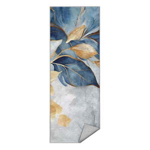 Prateľný behúň v modrej a zlatej farbe 80x200 cm Golden Leaves – Mila Home vyobraziť