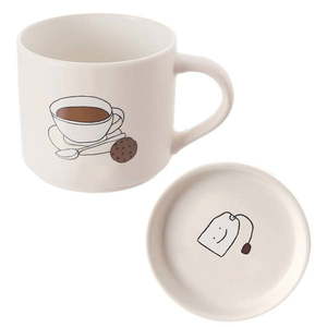 Biely porcelánový hrnček s viečkom 450 ml – Orion vyobraziť