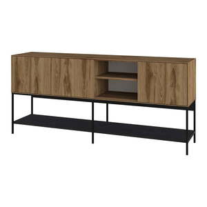 Komoda v dekore duba v čierno-prírodnej farbe 180x80x40 cm Amira – Marckeric vyobraziť