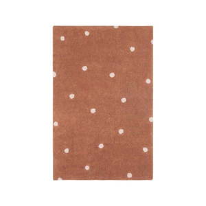 Prateľný ručne tkaný bavlnený detský koberec v tehlovej farbe 100x150 cm Mini Dot Chestnut – Lorena Canals vyobraziť