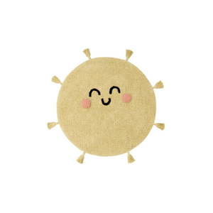 Žltý prateľný ručne tkaný bavlnený detský koberec ø100 cm You're My Sunshine – Lorena Canals vyobraziť
