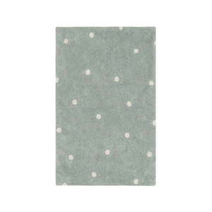 Prateľný ručne tkaný bavlnený detský koberec v mentolovej farbe 100x150 cm Mini Dot Blue Sage – Lorena Canals vyobraziť