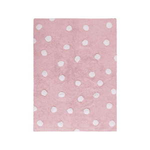 Ružový prateľný ručne tkaný bavlnený detský koberec 120x160 cm Polka Dots Pink – Lorena Canals vyobraziť