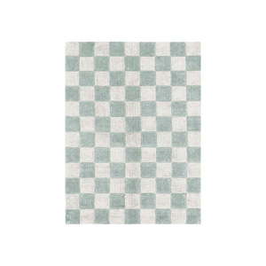 Svetlomodro-krémový prateľný ručne tkaný bavlnený koberec 120x160 cm Kitchen Tiles Blue Sage – Lorena Canals vyobraziť