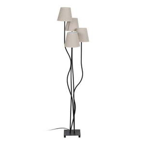 Čierno-krémová stojacia lampa s textilným tienidlom (výška 138 cm) – Ixia vyobraziť