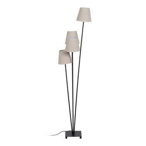Čierno-krémová stojacia lampa s textilným tienidlom (výška 144 cm) – Ixia vyobraziť