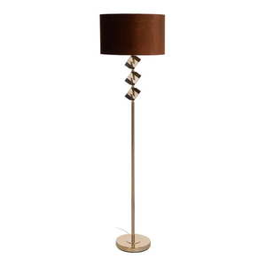 Stojacia lampa v hnedej a zlatej farbe s textilným tienidlom (výška 163 cm) – Ixia vyobraziť