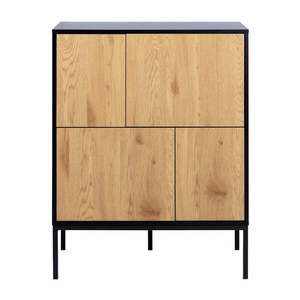 Vysoká komoda v dekore duba v čierno-prírodnej farbe 80x103 cm Seaford – Actona vyobraziť