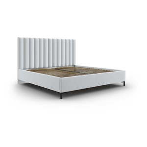 Svetlosivá čalúnená dvojlôžková posteľ s úložným priestorom s roštom 140x200 cm Casey – Mazzini Beds vyobraziť