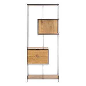 Knižnica v čiernej a prírodnej farbe v dekore duba 77x185x35 cm Seaford – Actona vyobraziť