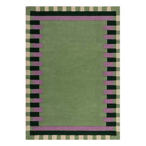 Zeleno-fialový ručne tkaný vlnený koberec 160x230 cm Kai Wool Border - Flair Rugs vyobraziť