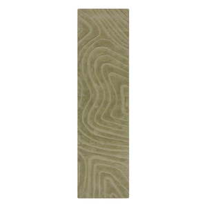 Kaki ručne tkaný vlnený behúň 60x230 cm Mesmerise Sage – Flair Rugs vyobraziť