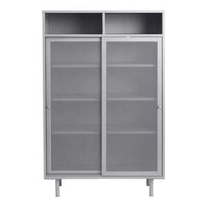 Sivá kovová skrinka s posuvnými dverami 90x140x40 cm Veep – Unique Furniture vyobraziť