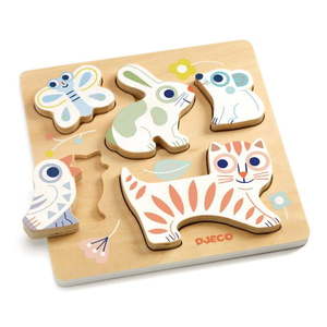 Detské vkladacie drevené puzzle Djeco Pastelové mláďatká vyobraziť